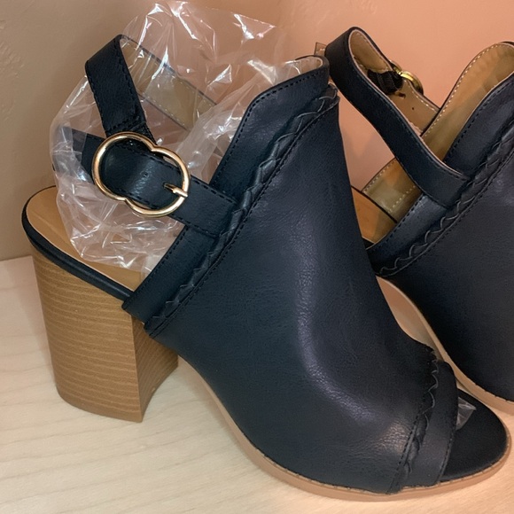 Qupid open toe chunky heel sling black size 9 (238) - Picture 3 of 10